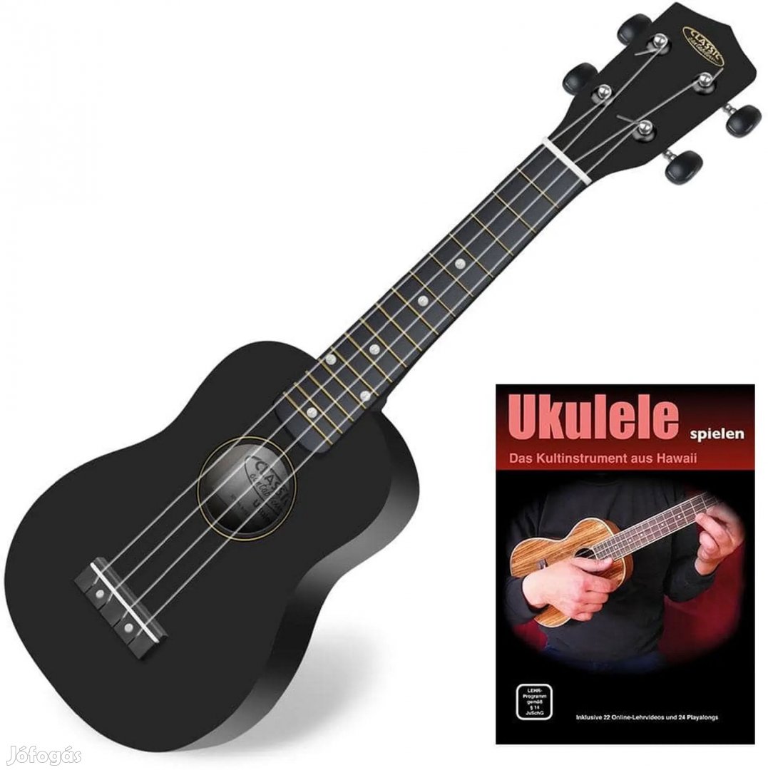 Classic Cantabile US-100 BK Szoprán Ukulele Fekete SZETT Könyvvel