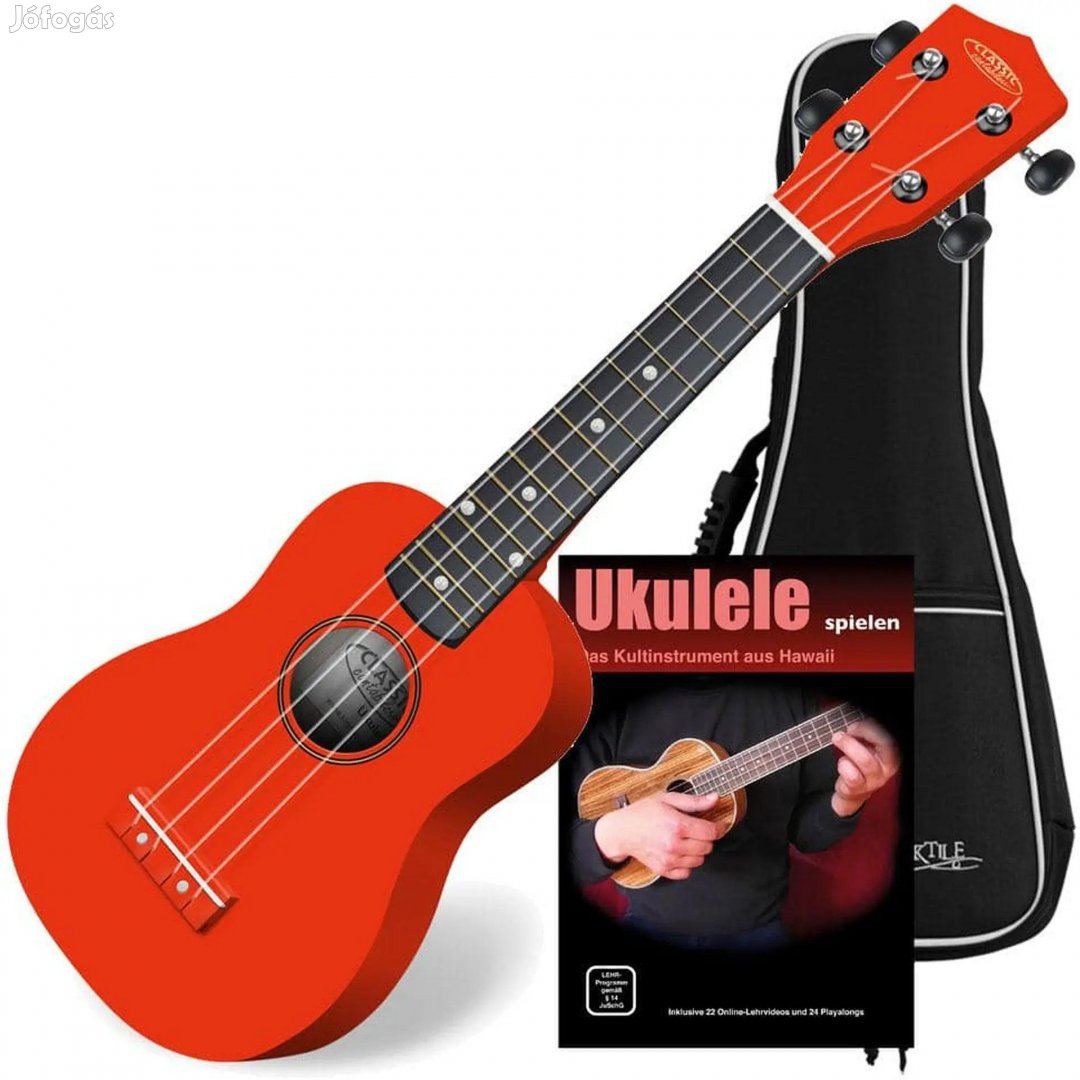 Classic Cantabile US-100 RD piros szoprán ukulele KÉSZLET, tartalmaz