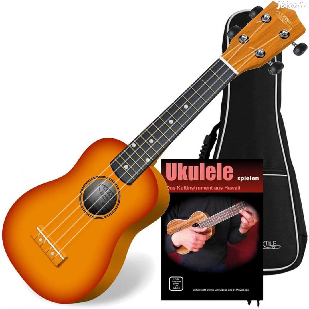 Classic Cantabile US-100 SB sunburst szoprán ukulele KÉSZLET,