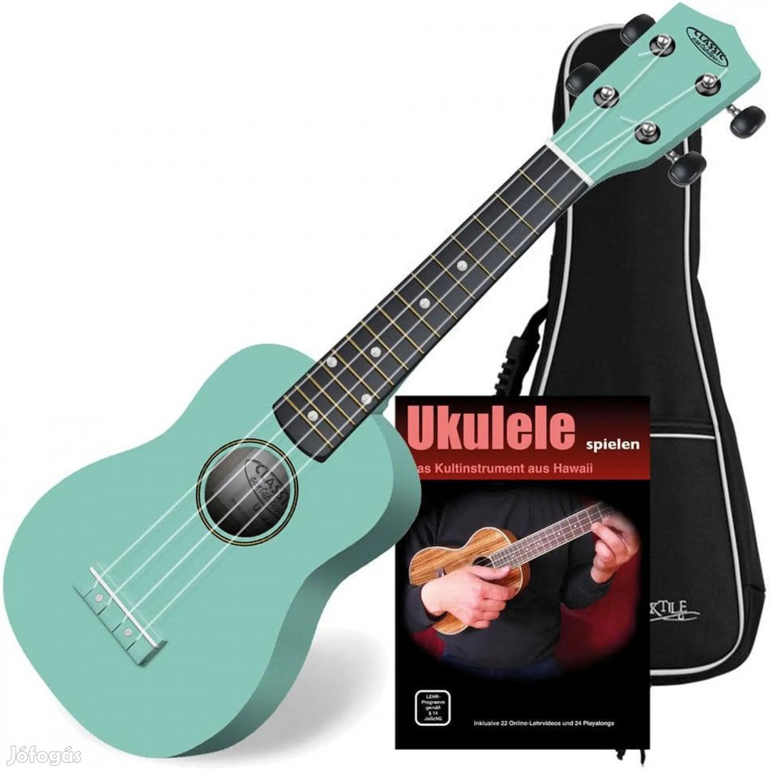 Classic Cantabile US-100 TQ türkiz szoprán ukulele KÉSZLET, tartalmaz