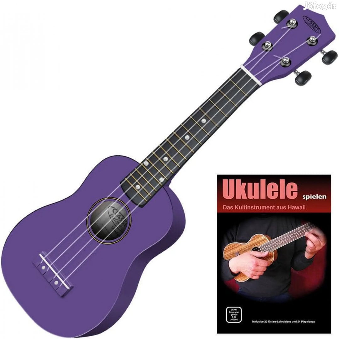 Classic Cantabile US-100 VT szoprán ukulele ibolya KÉSZLET könyvvel