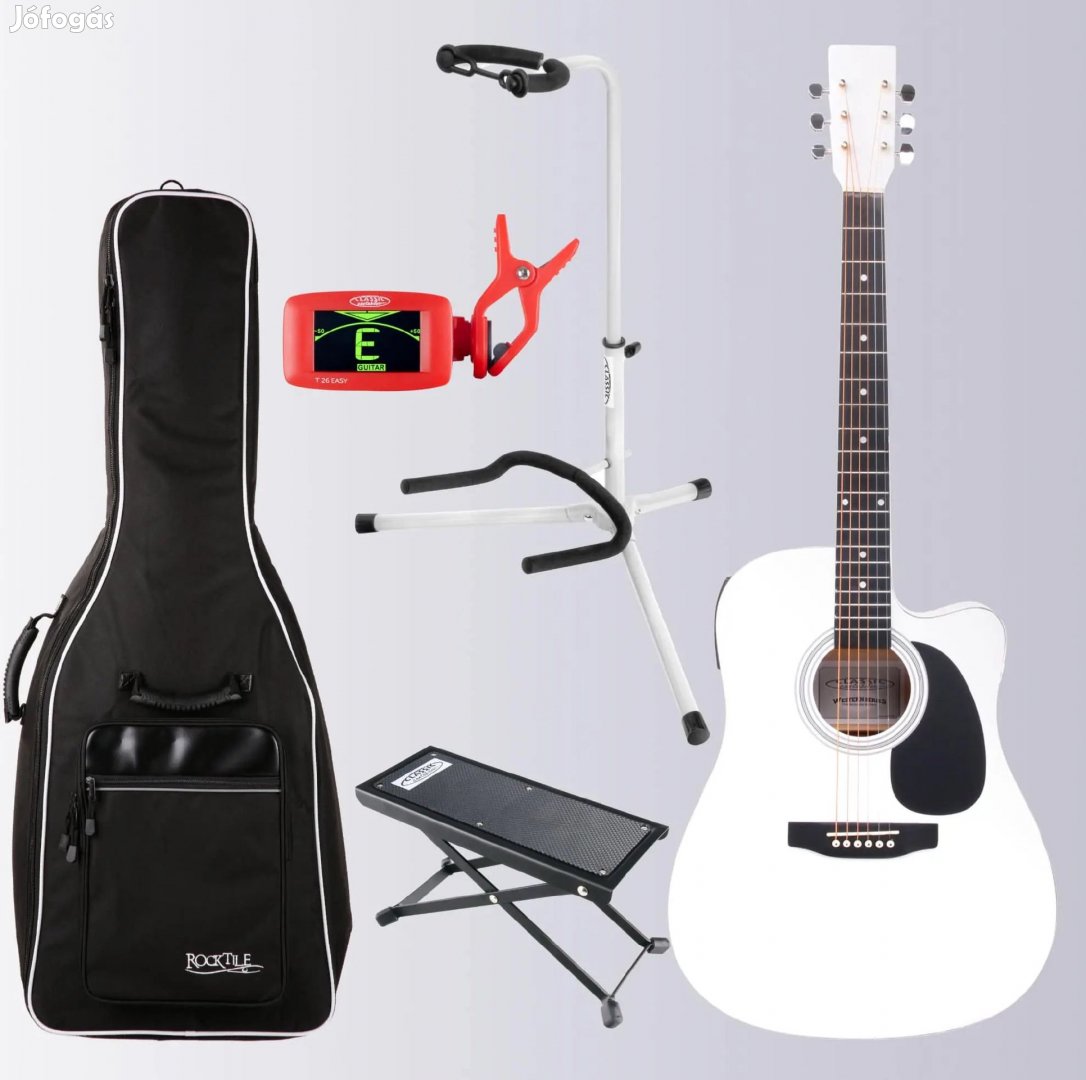 Classic Cantabile WS-10WH-CE Akusztikus Gitár Fehér Hangszedővel