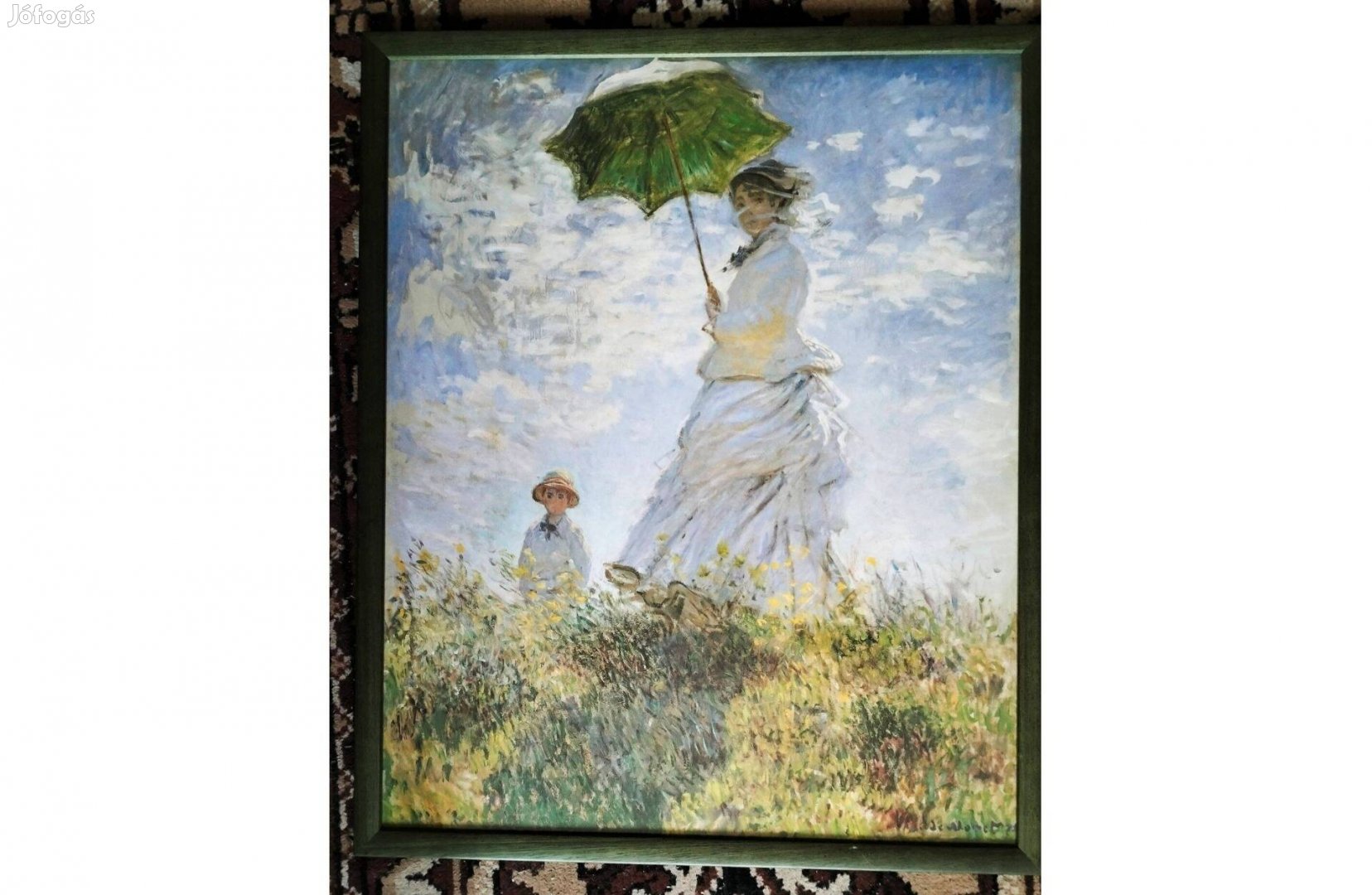 Claude Monet Nő napernyővel reprodukció, keretezve