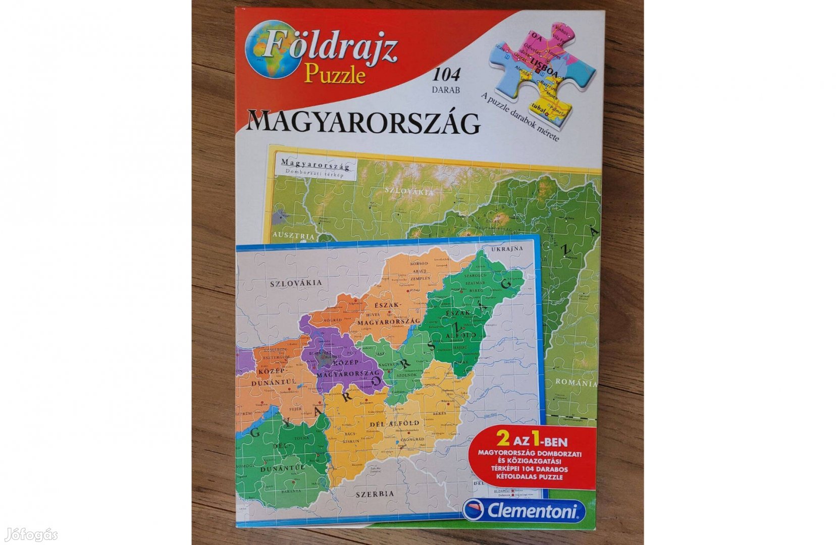 Clementoni Földrajz Puzzle Magyarország térkép 2 oldalas, 104 darabos