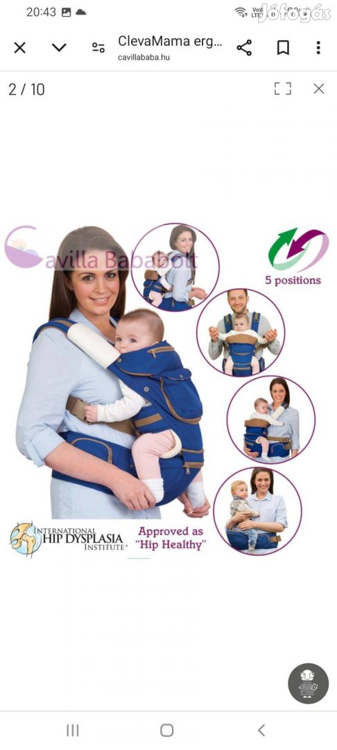 Clevamama ergonómikus 5 pozíciós babahordozó