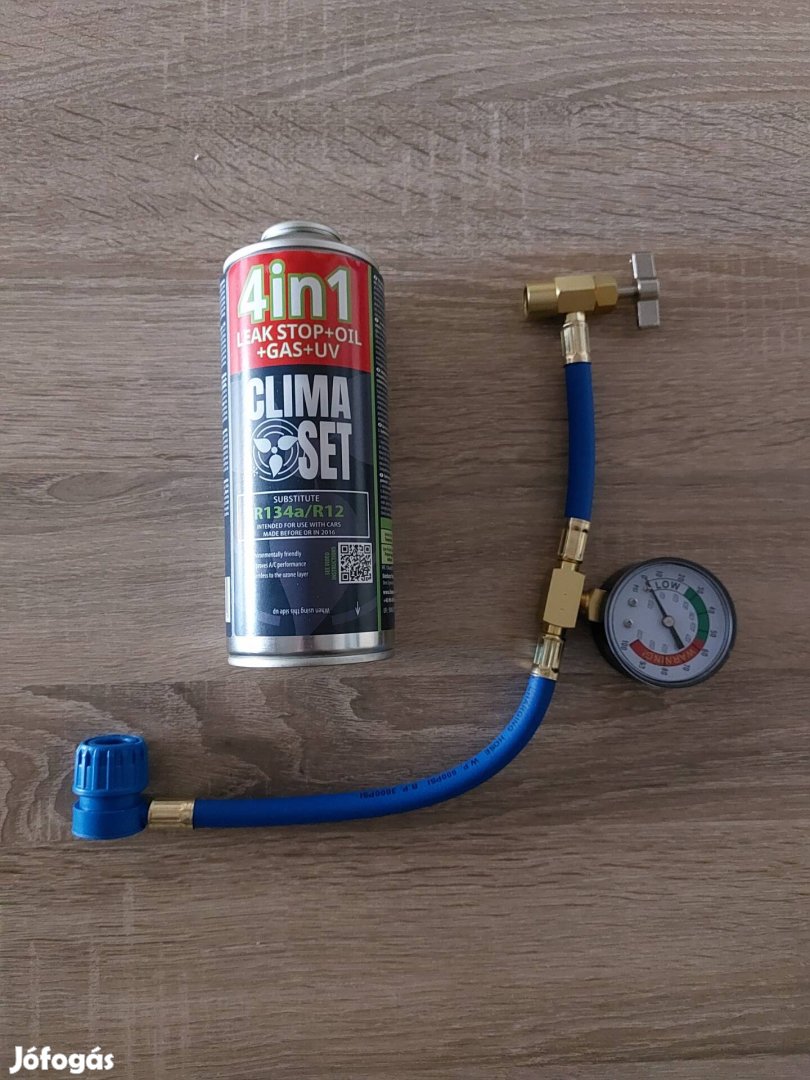 Climaset Autóklíma Töltő Gáz R134A Hűtőközeg 4in1 235g + Kábel