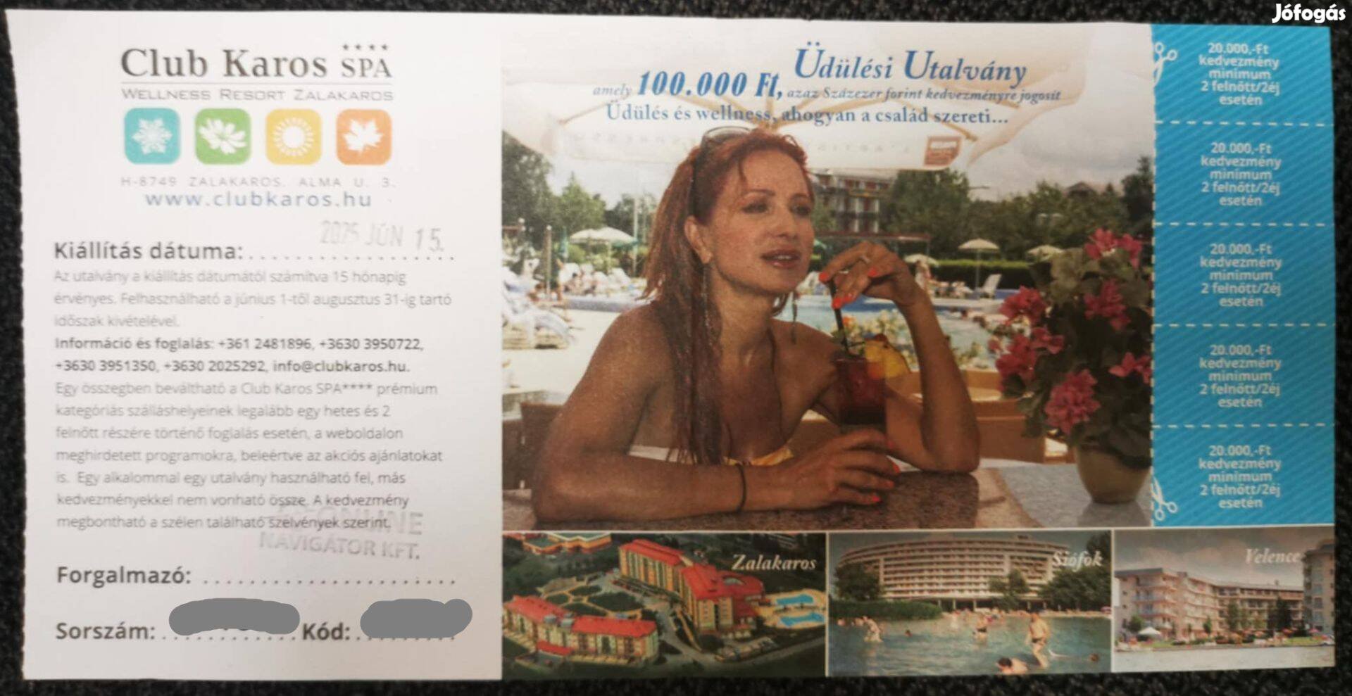 Club Karos üdülési utalvány - 100.000,- Ft