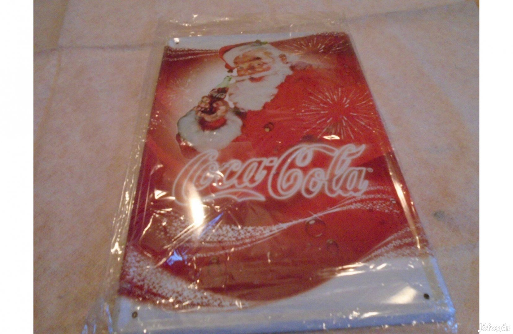 Coca-Cola - Karácsonyi-Mikulás képes fém tábla - új, csomagolt