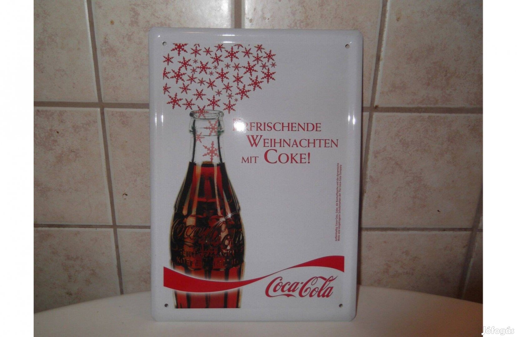 Coca-Cola - Karácsonyi üveges fém tábla - új - Gyűjtőknek is!!