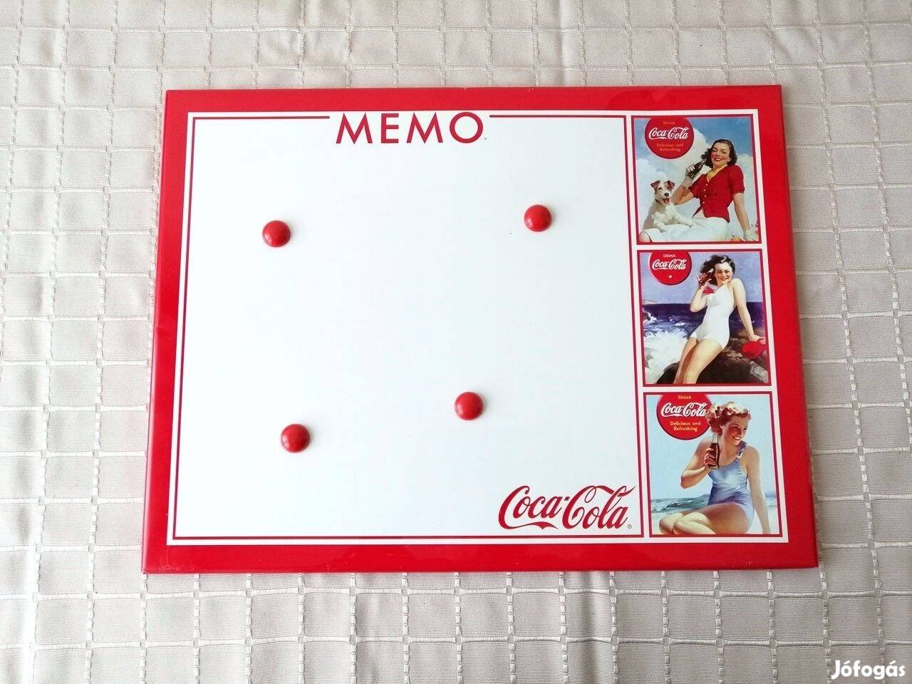 Coca-Cola fém jegyzet tábla mágnesekkel
