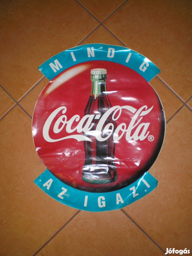 Coca-Cola nagyméretű matrica kb. 30 éves 43 cm