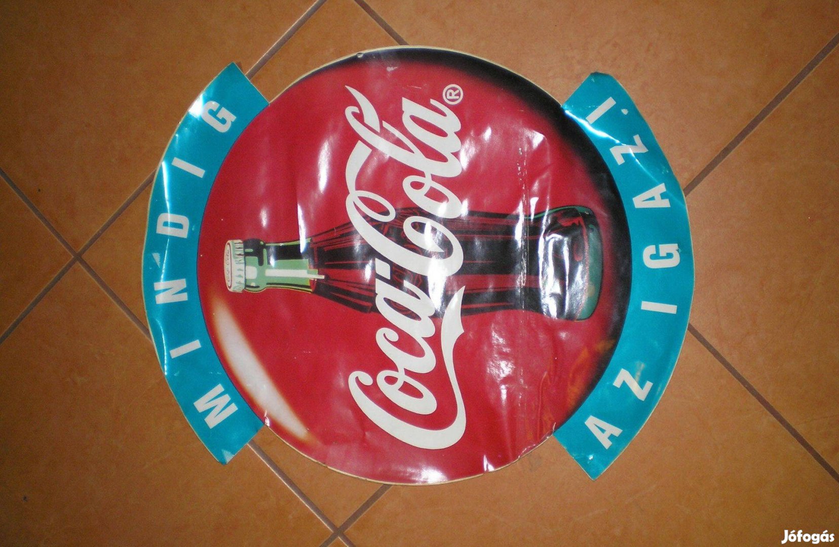 Coca-Cola nagyméretű matrica kb. 30 éves 43 cm