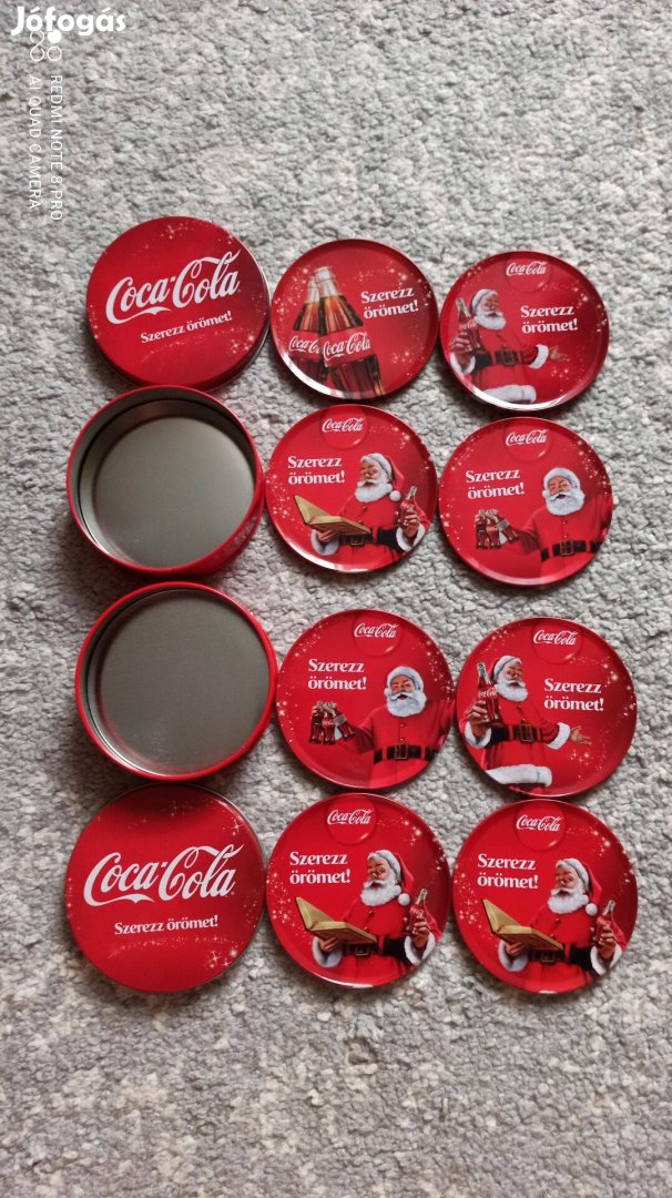 Coca Cola-s pohár alátétek fém dobozban
