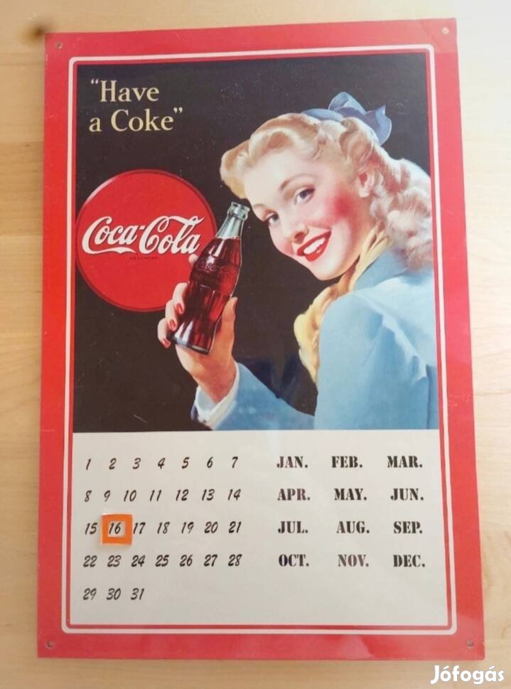 Coca cola fém tábla naptár