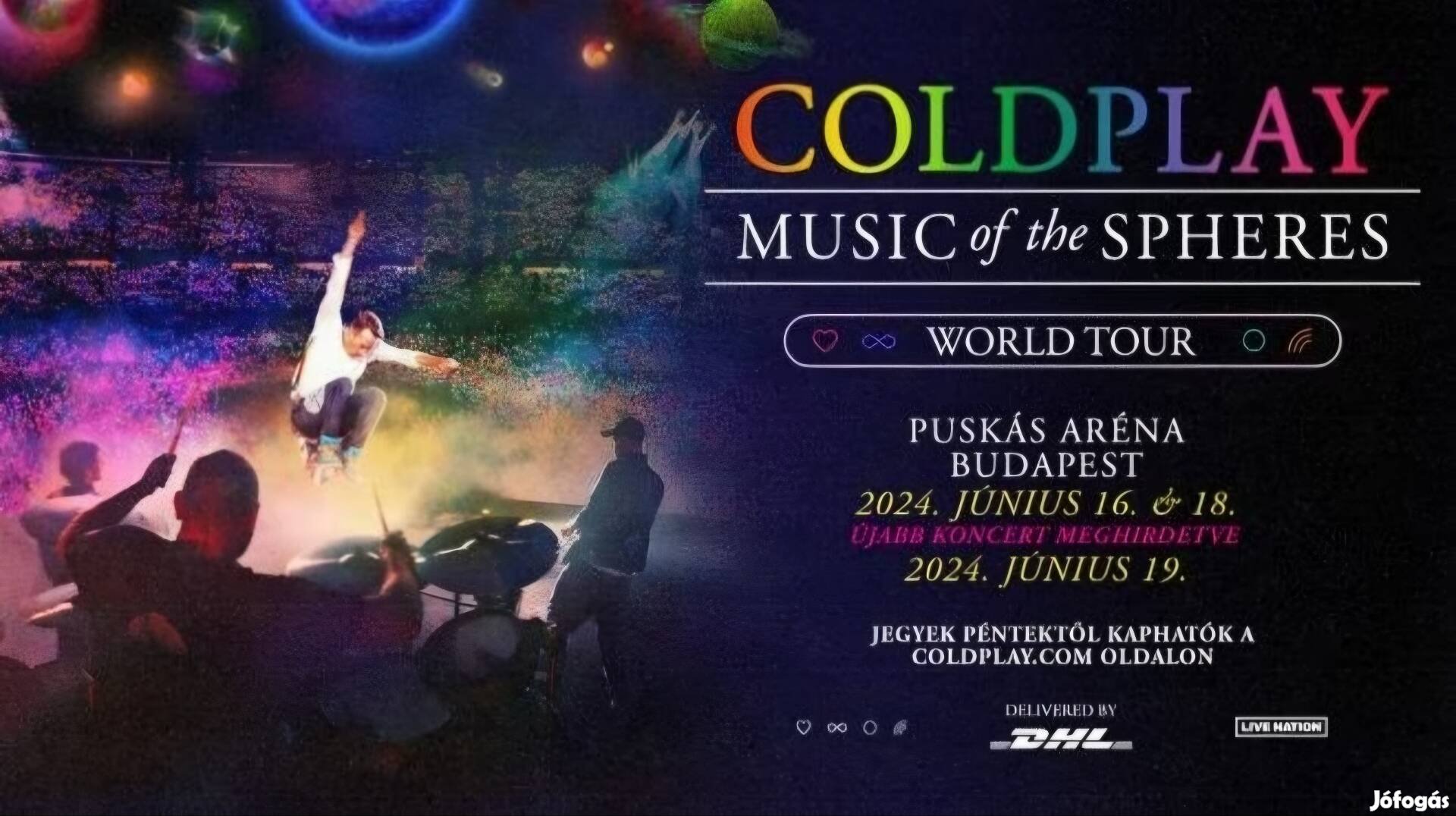 Coldplay Budapest Puskás Aréna állójegy 2024. június 18. és június 19.