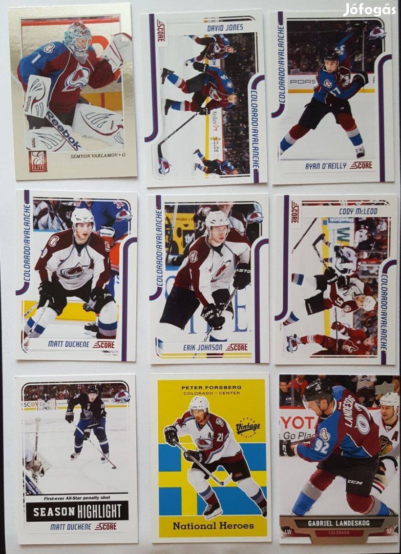 Colorado Avalanche NHL kártyák Sakic Forsberg Landeskog Iginla