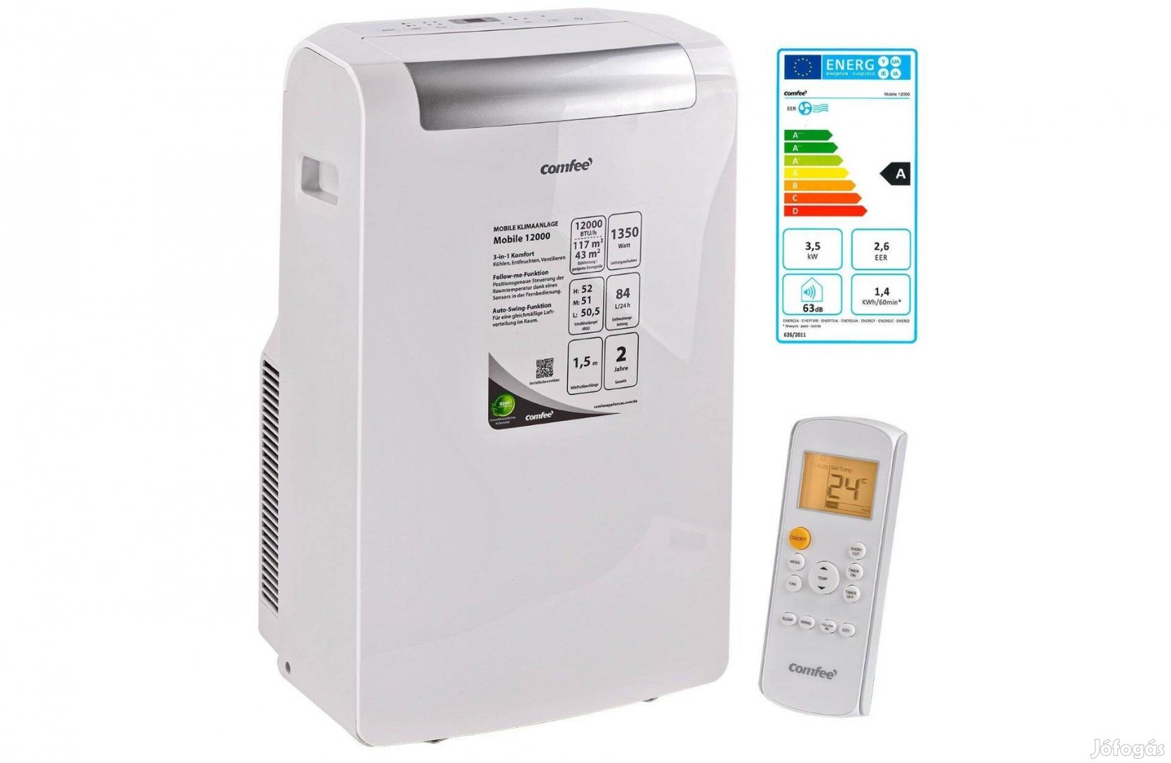 Comfee Mobile 12000 mobil klíma,3,5KW, 12000 BTU/ó , beép. kerettel