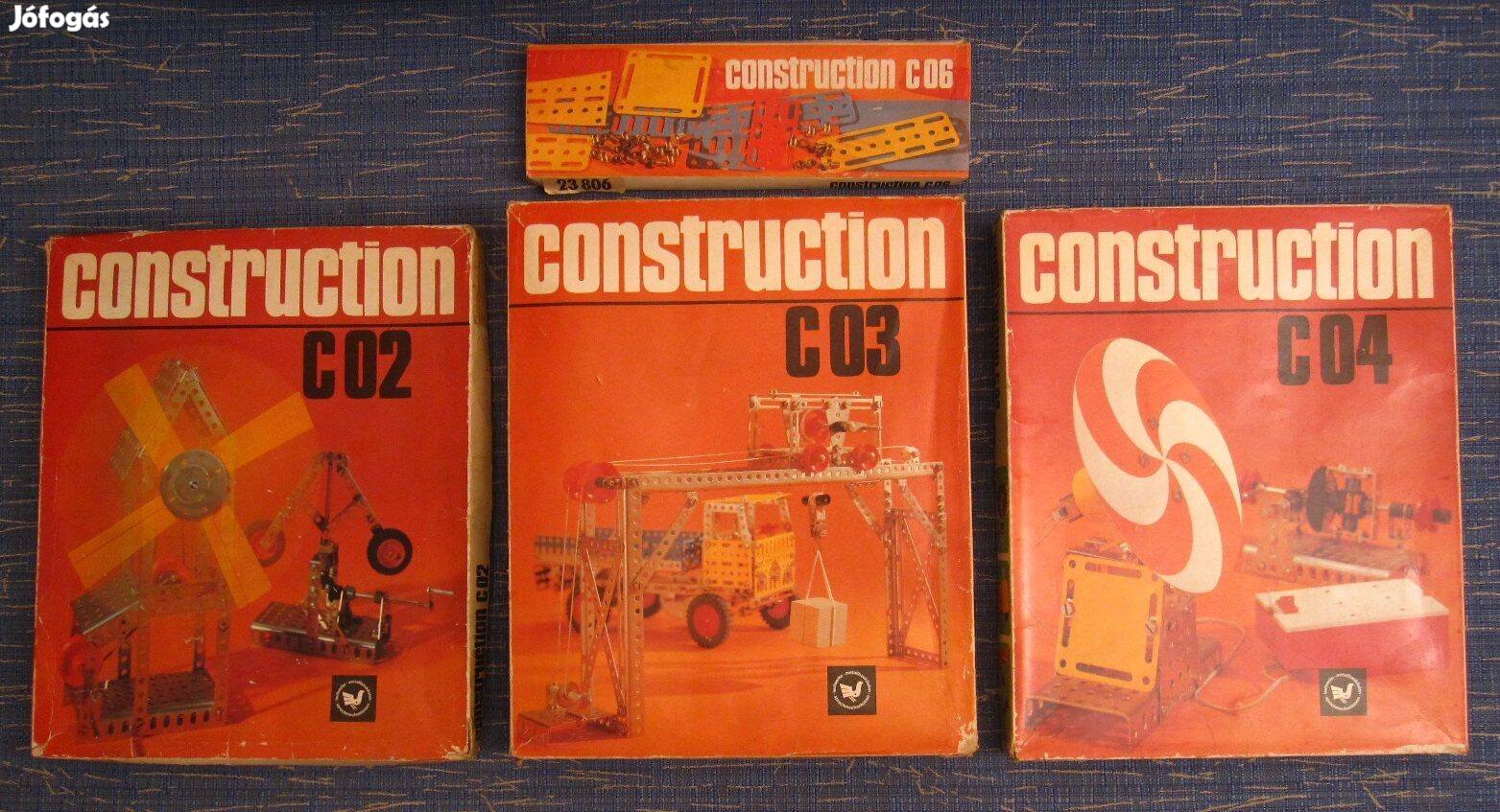 Construction C02, C03, C04, C06 retro NDK fémépítő játék készletek