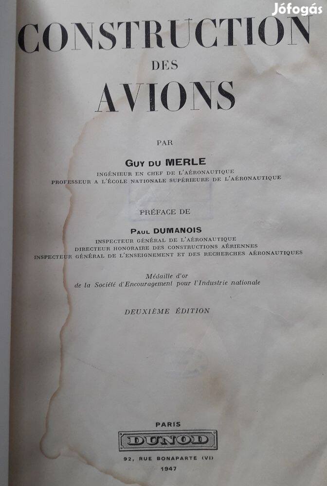 Construction des avions - Guy du Merle, Préface de Paul