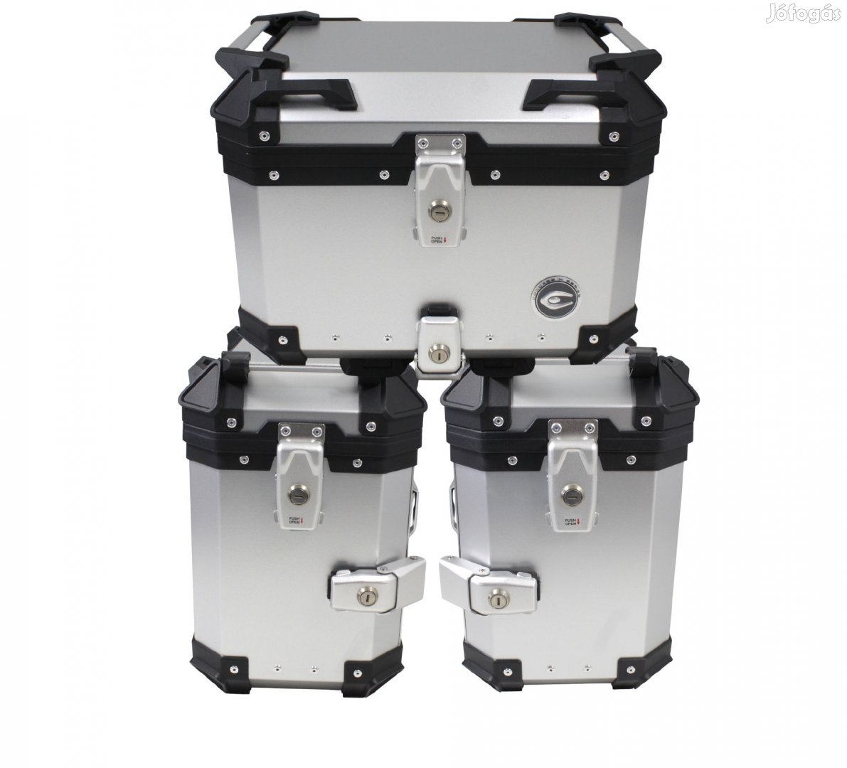 Coocase 3 darabos alumínium doboz szett (2x36L szimmetrikus + 45L) ezü