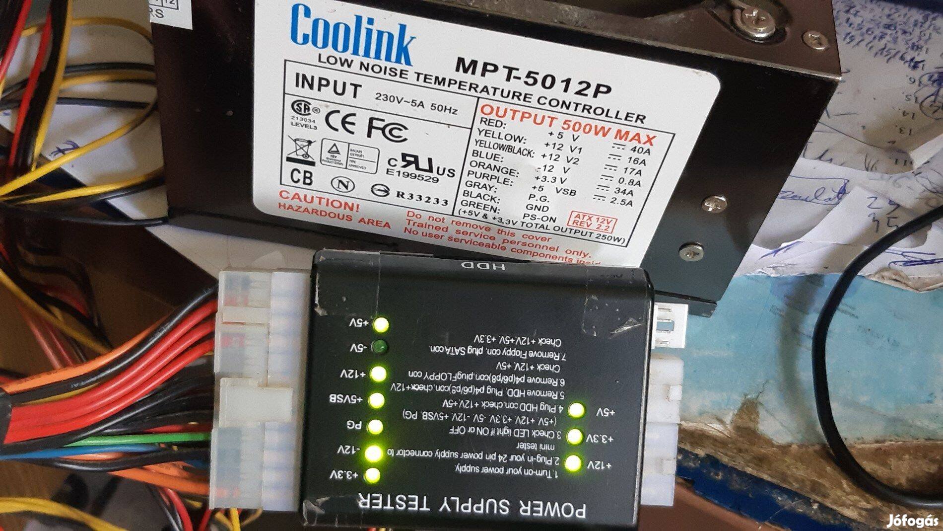 Coolink MPT5012P 500W számítógép tápegység működő