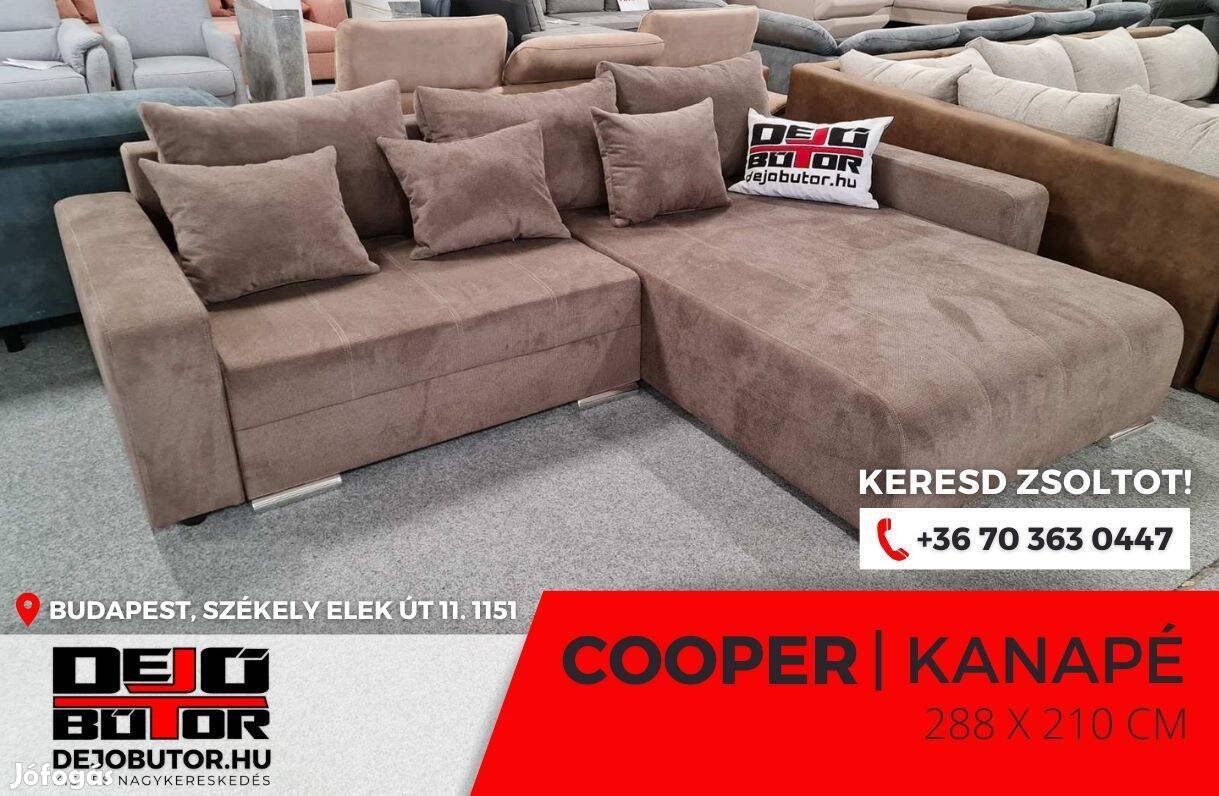 Cooper barna sarok rugós kanapé ülőgarnitúra 288x211 cm ágyazható