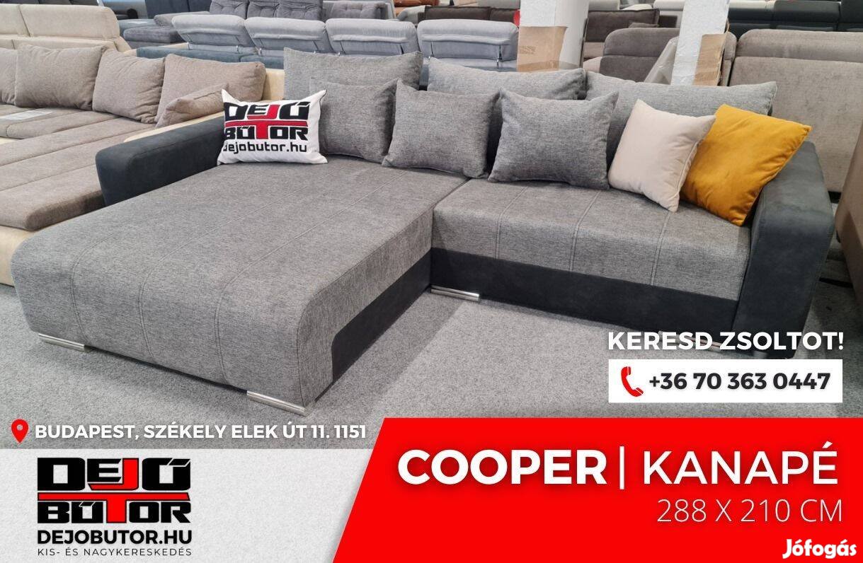 Cooper rugós kanapé ülőgarnitúra sarok 288x210 cm gray ágyazható