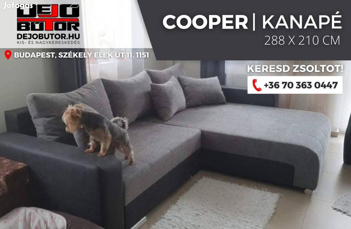 Cooper rugós sarok kanapé ülőgarnitúra 288x210 cm ágyazható gray