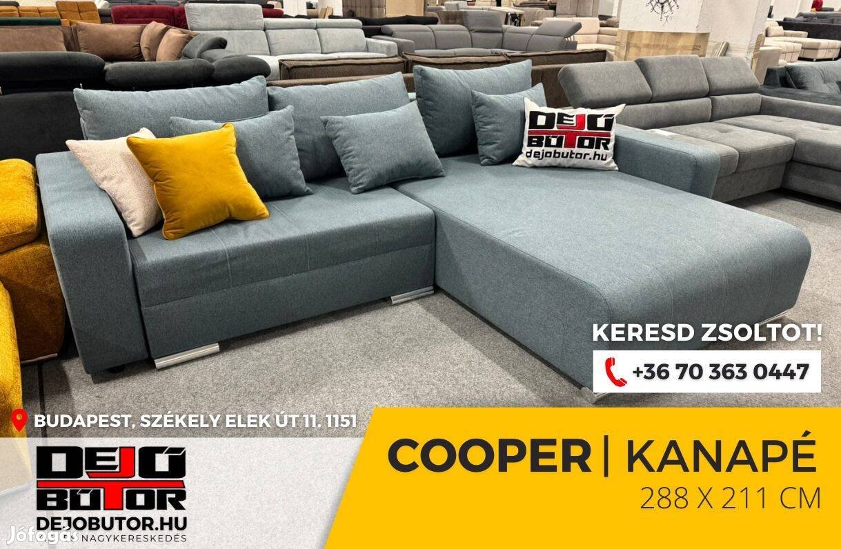 Cooper sarok kék kanapé rugós ülőgarnitúra 288x210 cm ágyazható