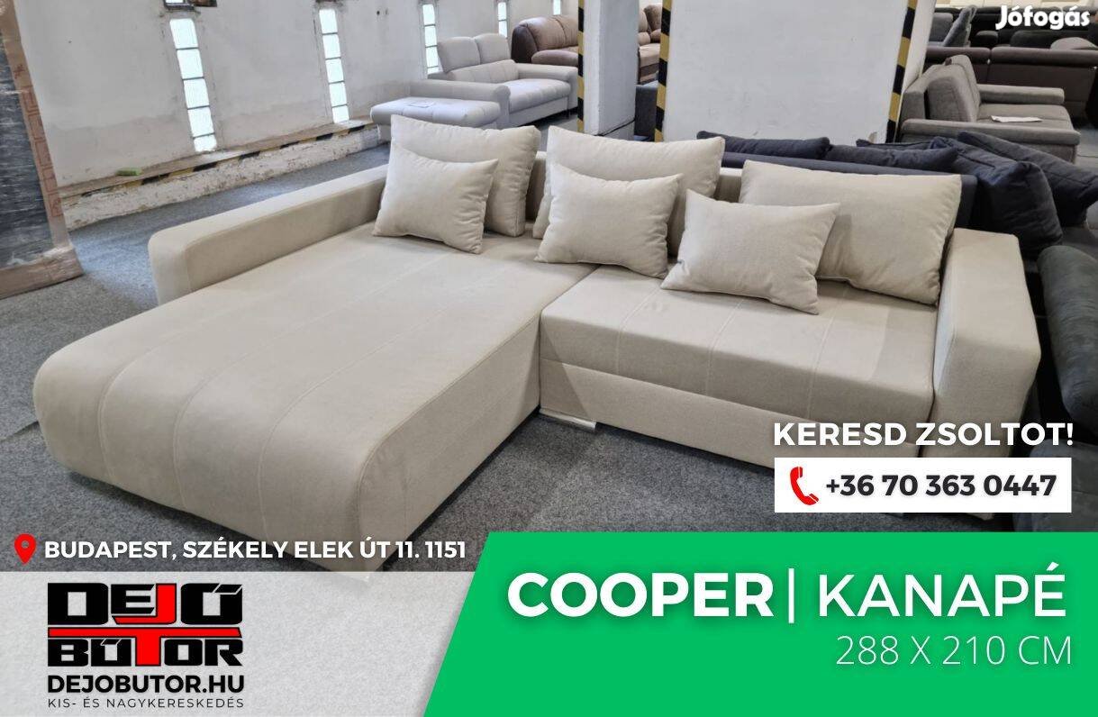 Cooper sarok rugós bézs kanapé ülőgarnitúra 288x210 cm ágyazható