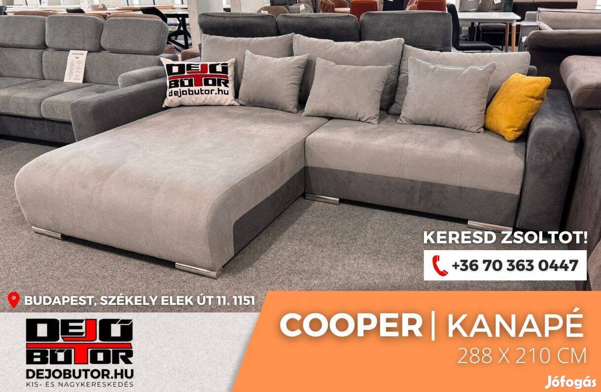 Cooper sarok taupe kanapé rugós ülőgarnitúra 288x210 cm ágyazható