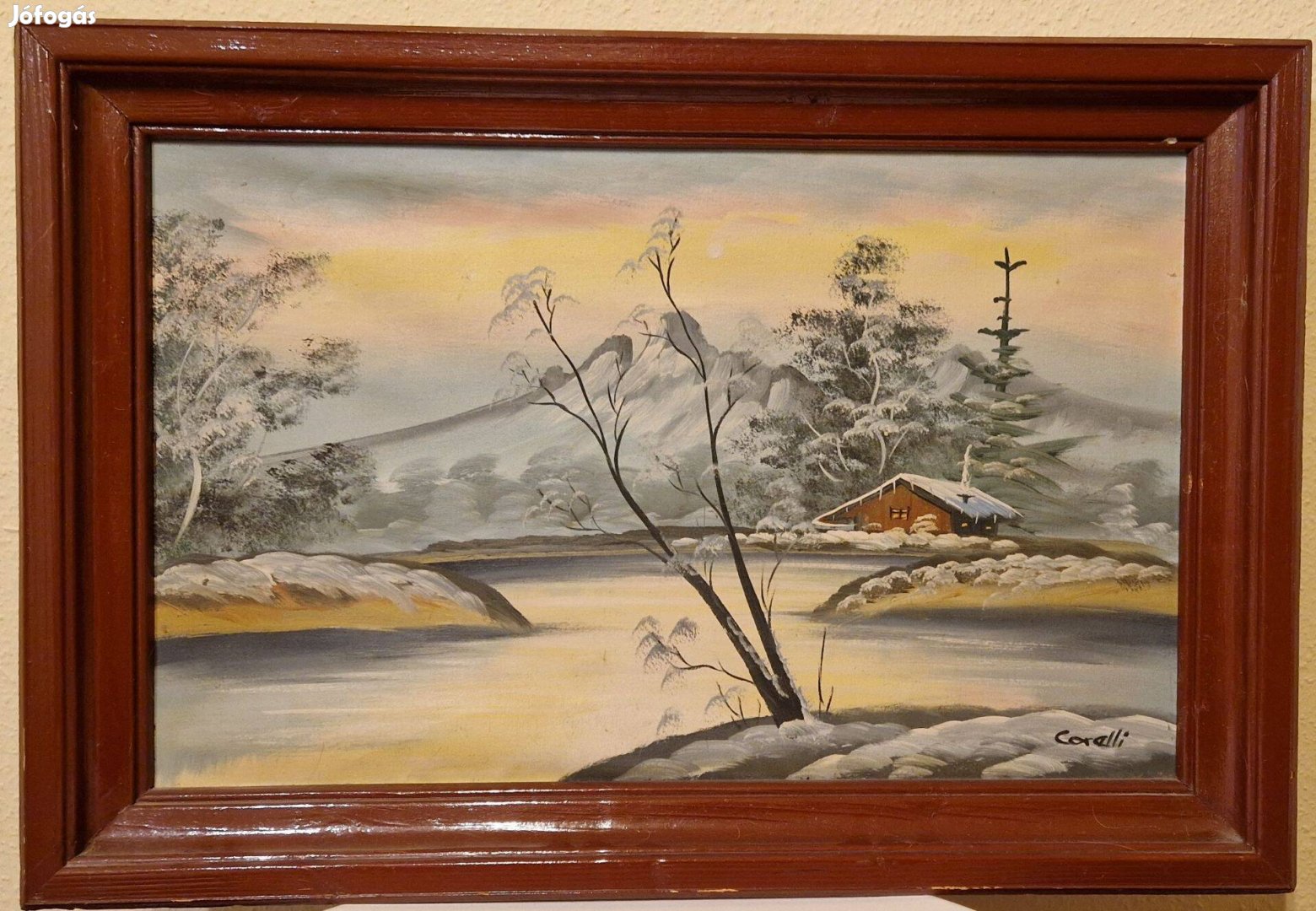 Corelli téli tájkép festmény 62x43 cm