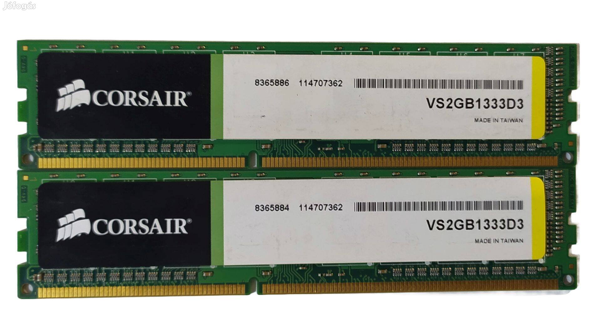 Corsair 4GB (2x2GB) DDR3 1333MHz cl9 memória