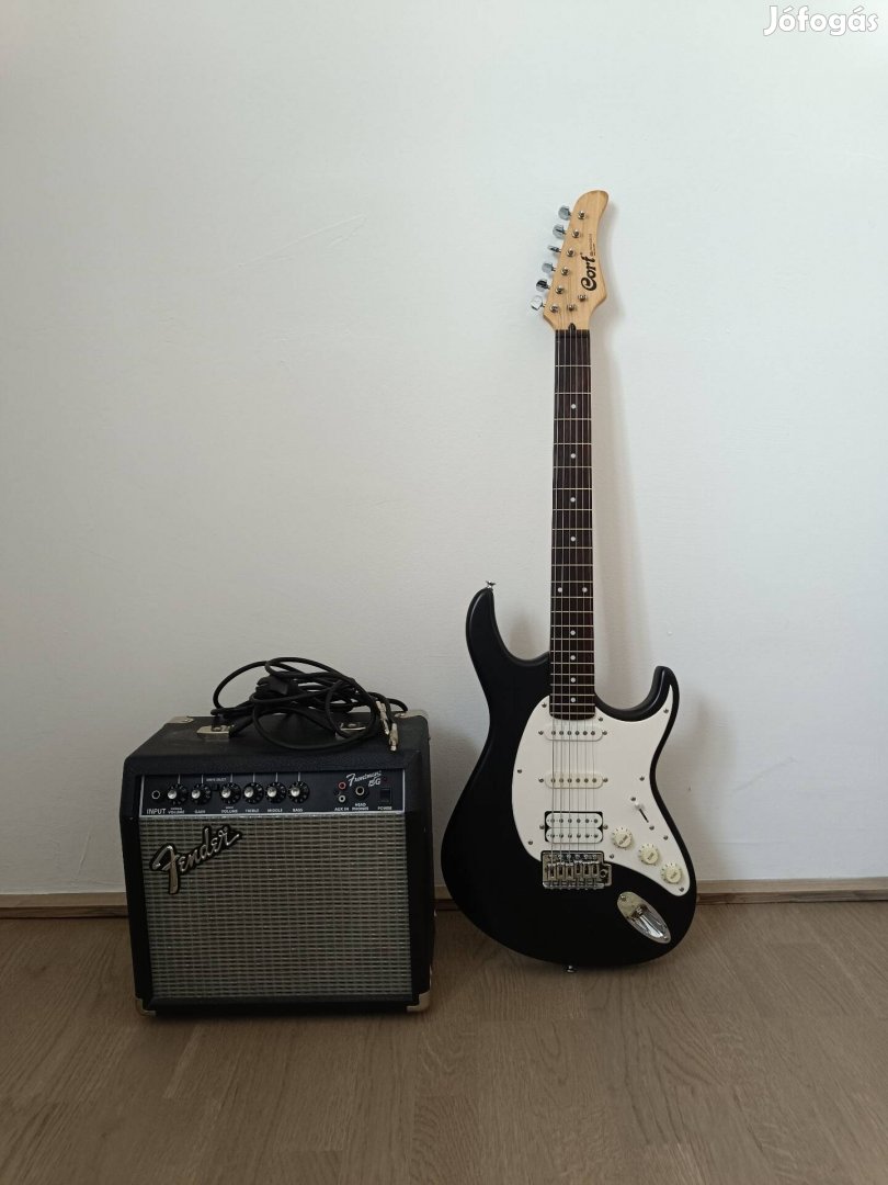 Cort elektromos gitár HSS szett Fender erősítővel 