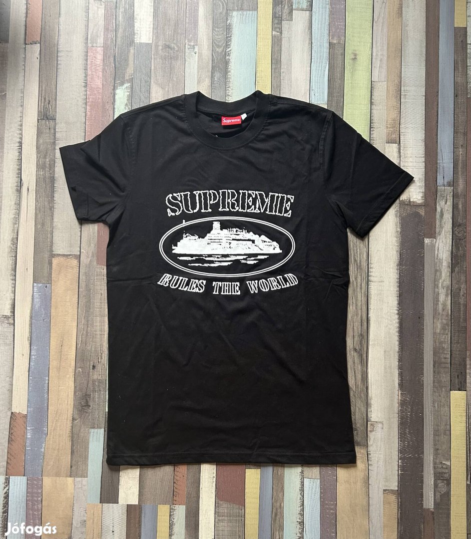 Corteiz Supreme black tee póló