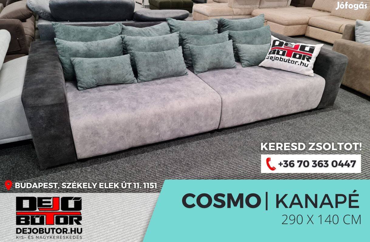 Cosmo boss szürke zöld kanapé ülőgarnitúra 290x140 cm ágyazható