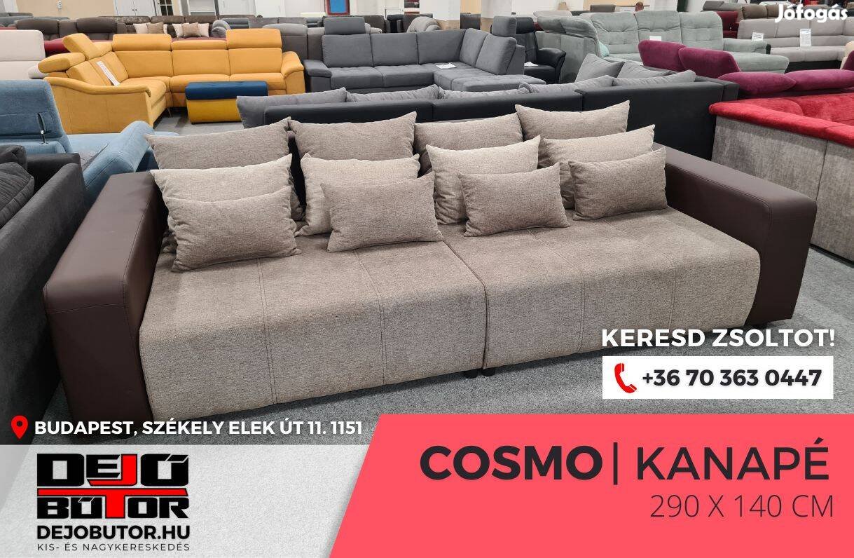 Cosmo egyenes kanapé 140x290 cm ágyazható ülőgarnitúra bézs szivacsos