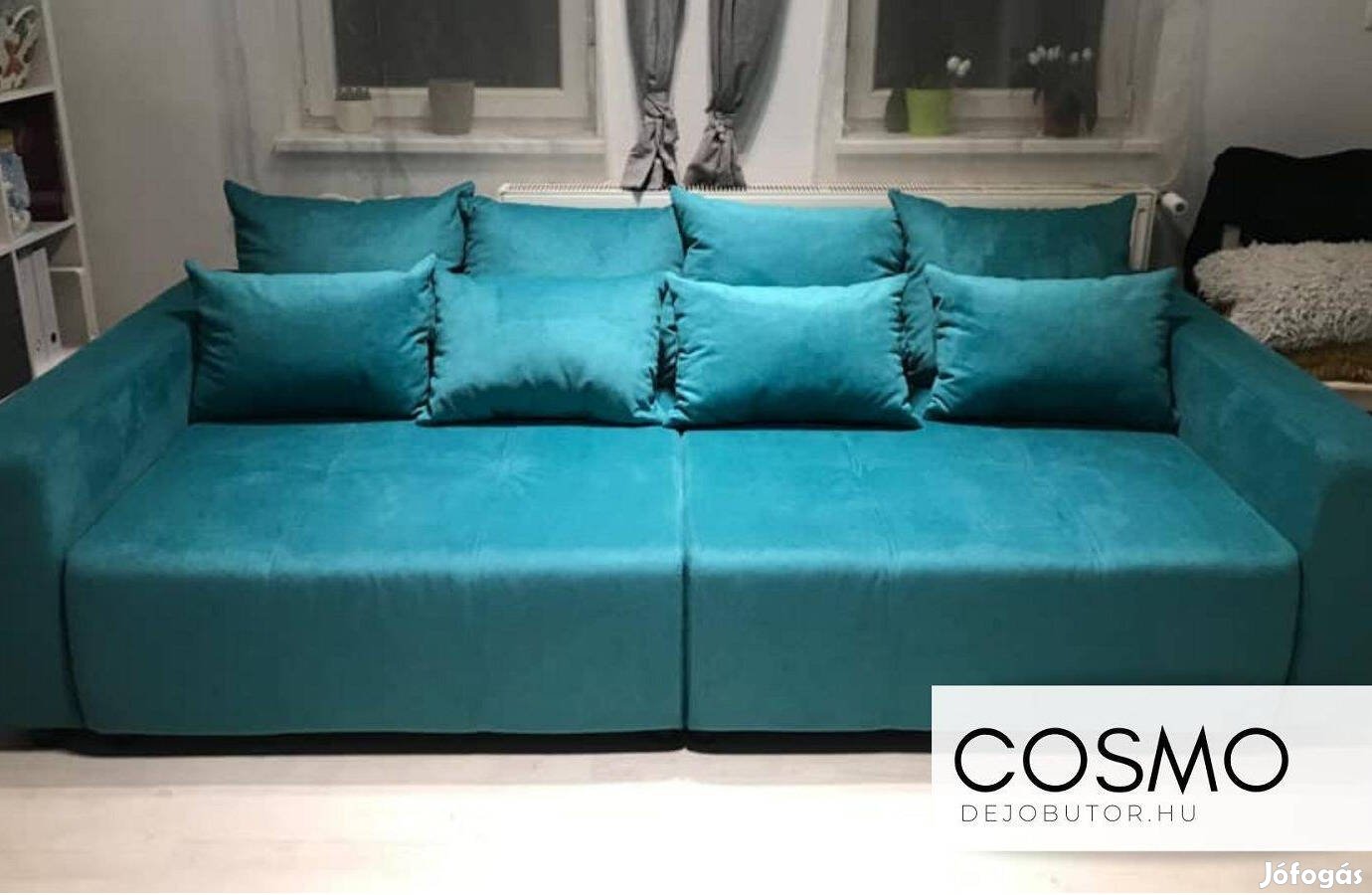 Cosmo kék kanapé ülőgarnitúra 290x140 cm ágyazható ágyneműtartós