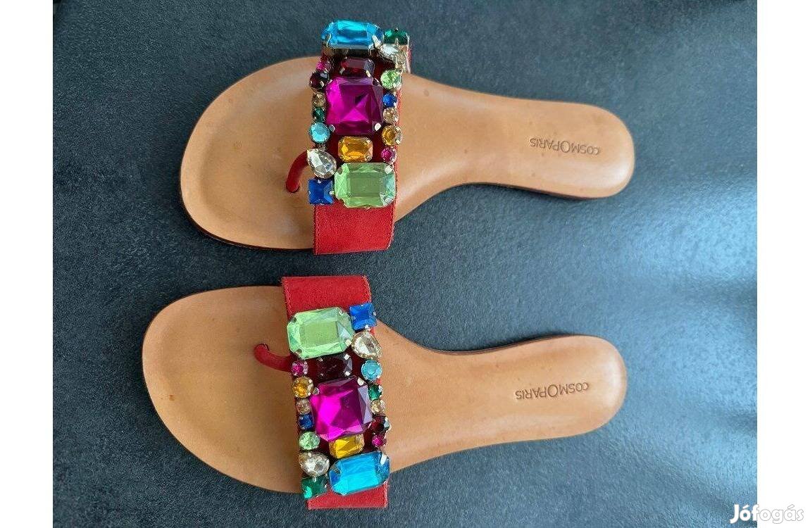 Cosmoparis elegáns női bőr flip-flop papucs új címkés 39