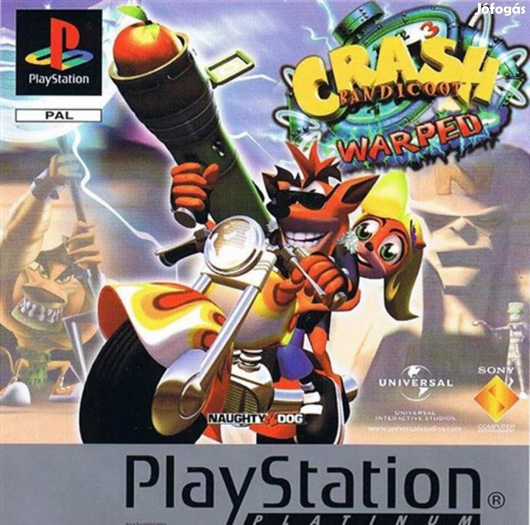 Crash Bandicoot 3 Warped, Platinum Ed., Mint PS1 játék
