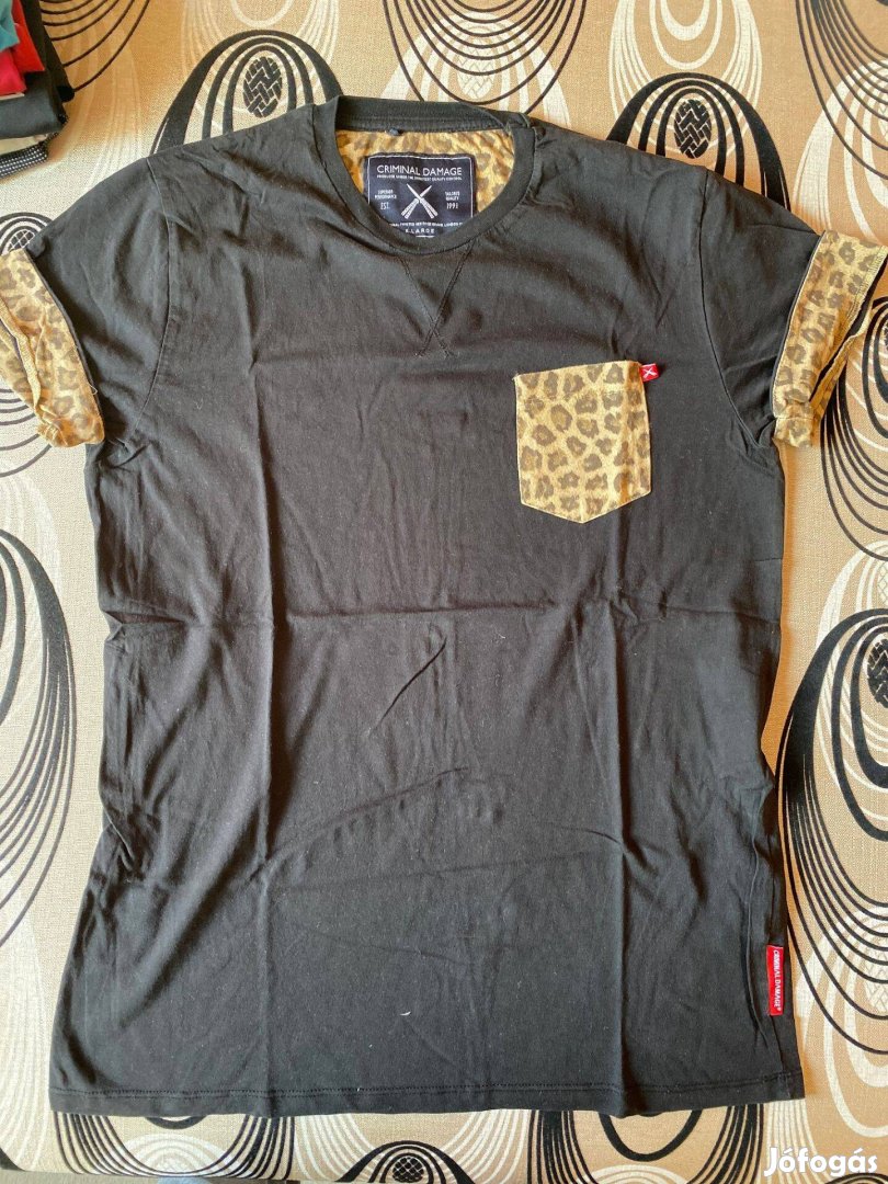 Criminal Damage férfi póló L XL leopárd minta ritka