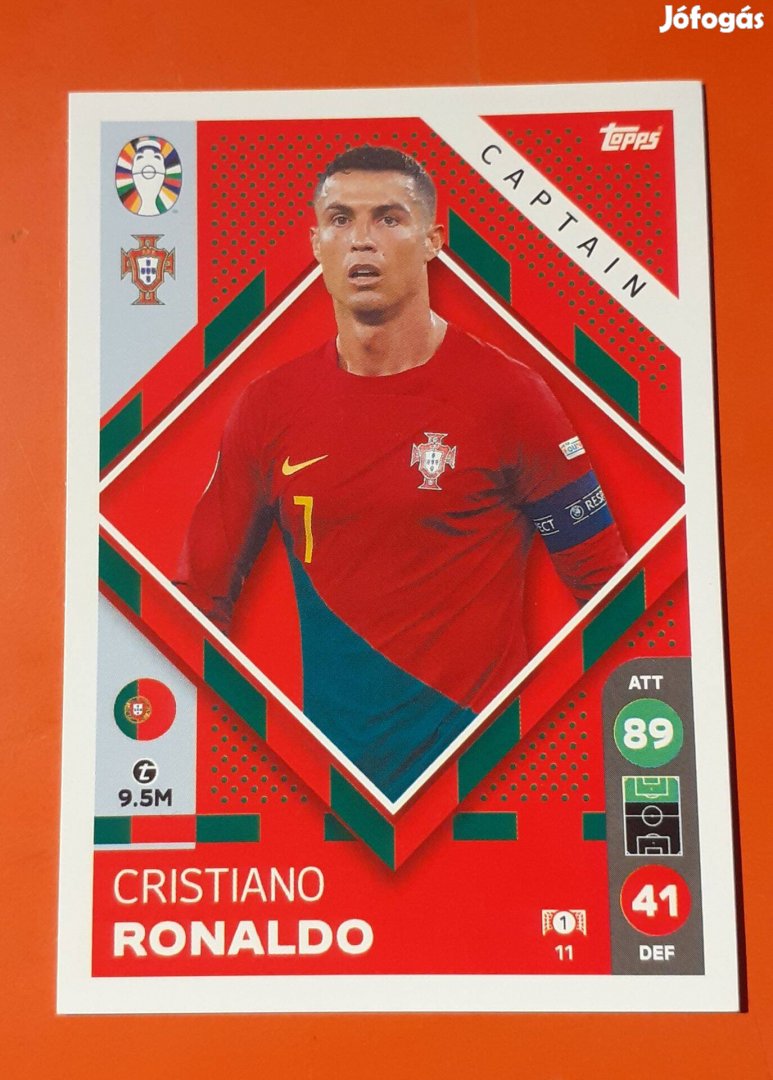 Cristiano Ronaldo Captain Topps Euro 2024 focis kártya