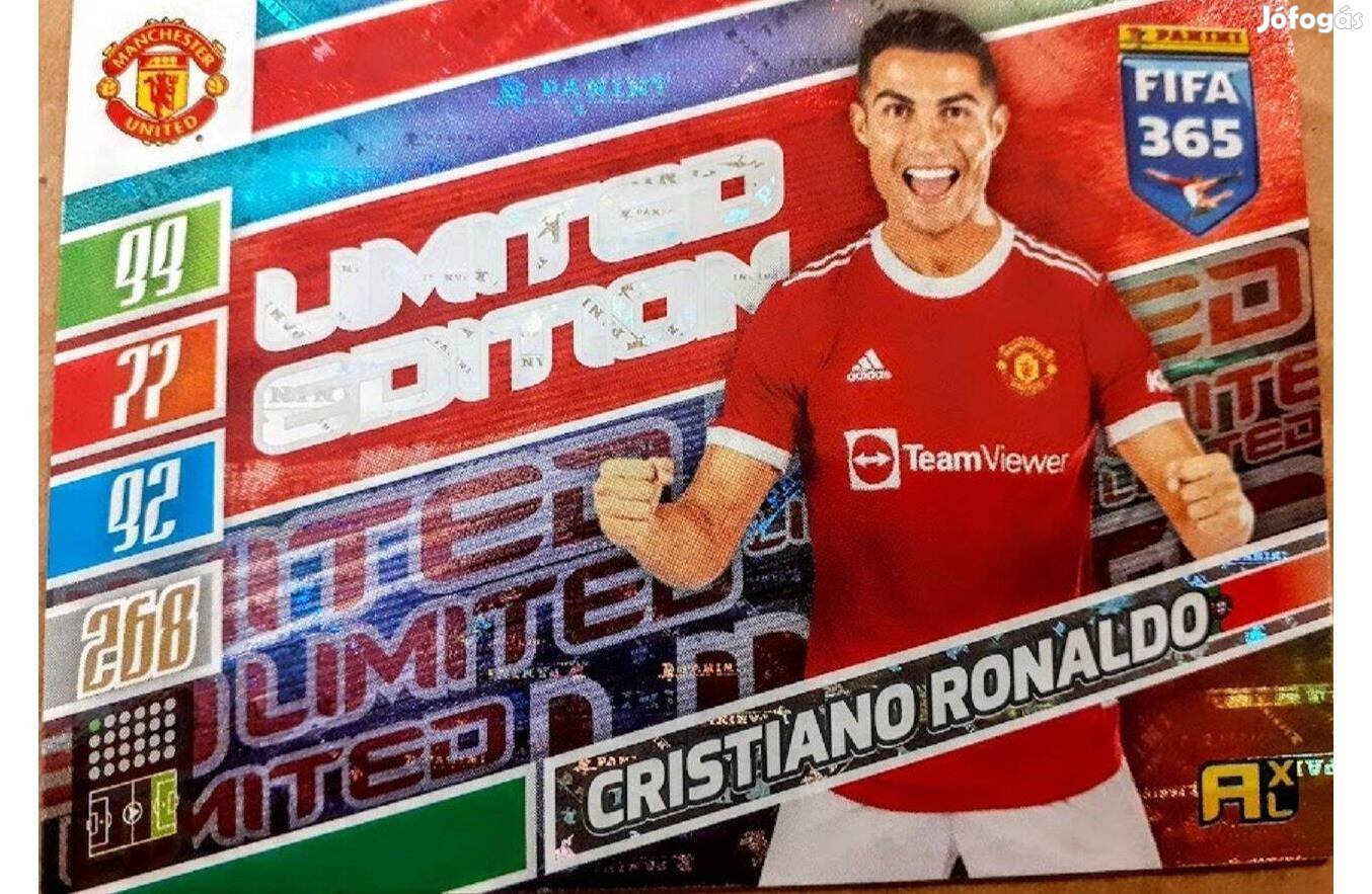 Cristiano Ronaldo Manchester United Limited focis kártya Panini 2022