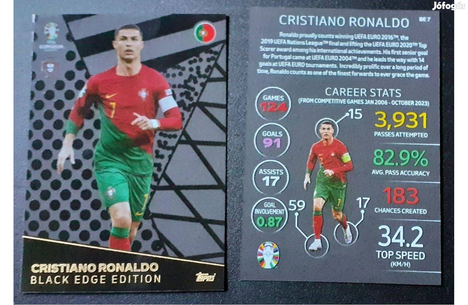 Cristiano Ronaldo Portugália Black Edge focis kártya Euro 2024