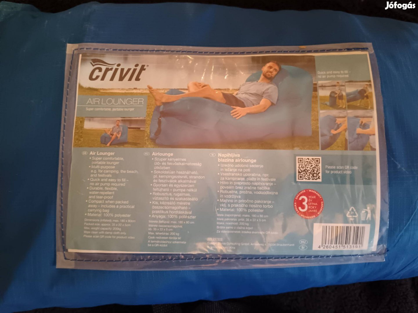 Crivit Air Lounger önfelfújó pihenő lég ágy