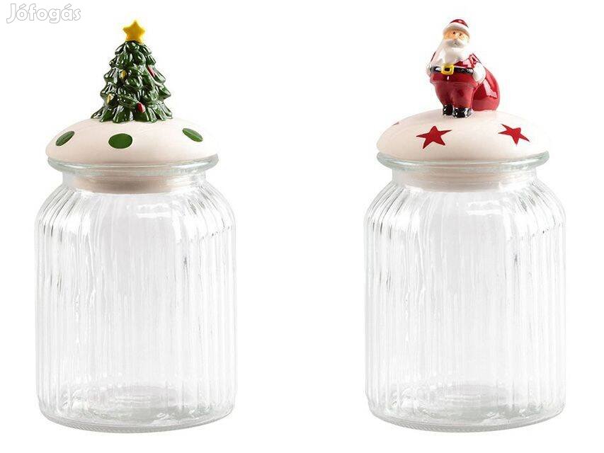 Crofton karácsonyi dekor üvegedény - tároló 950ml 2db