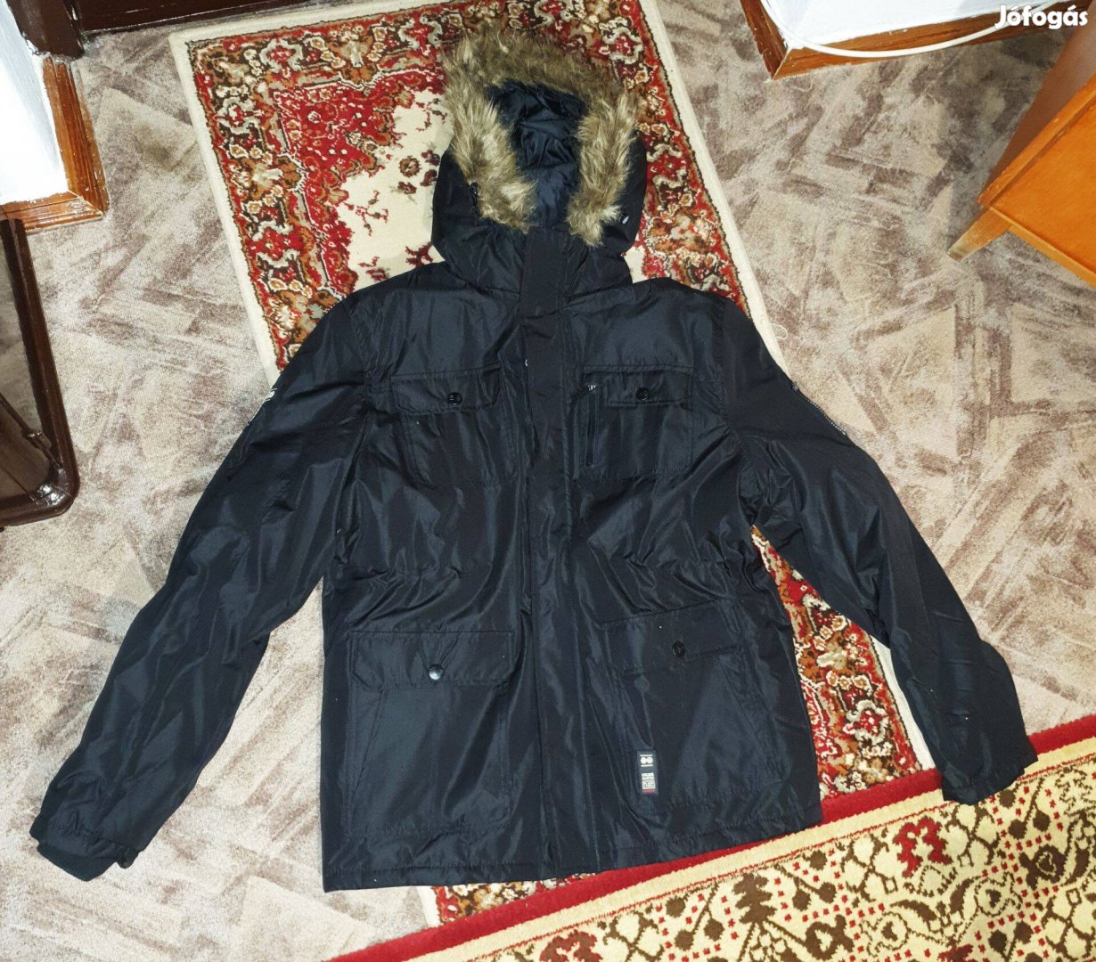 Crosshatch fekete XL férfi vízlepergetős téli kabát