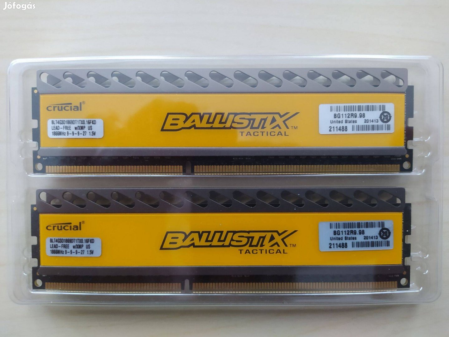 Crucial Ballistix DDR3 1866 MHz 2 x 4 GB vagyis 8 GB 8GB RAM Új!