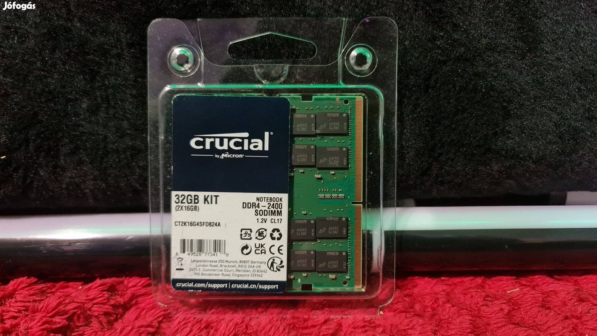 Crucial DDR4-2400mhz Laptop memoria ,szép állapotban 1 hónap garancia