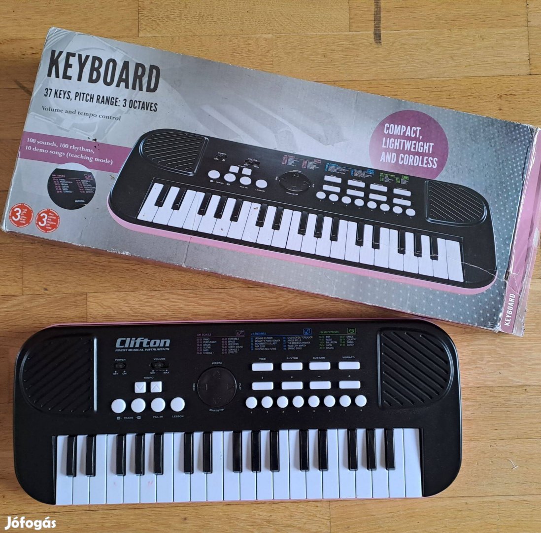 Csajos fekete-rózsaszín keyboard / pianínó / hangszer gyerekeknek